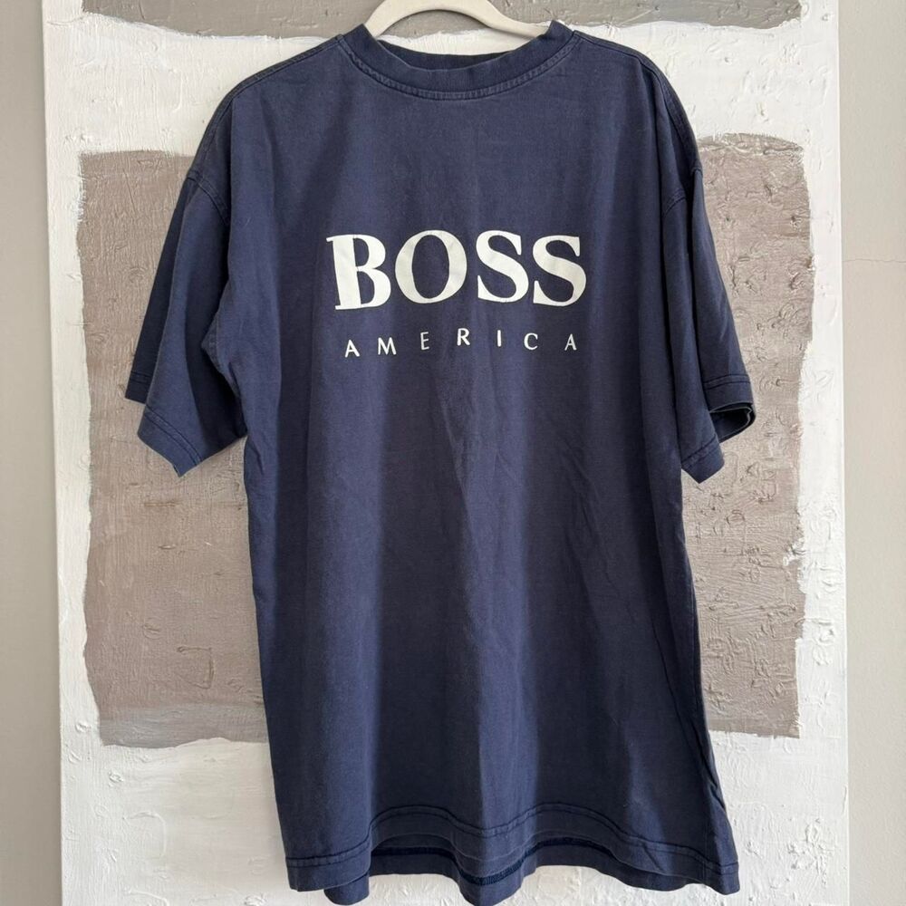 Vintage BOSS Faded navy blue Made in USA 100% cotton shirt